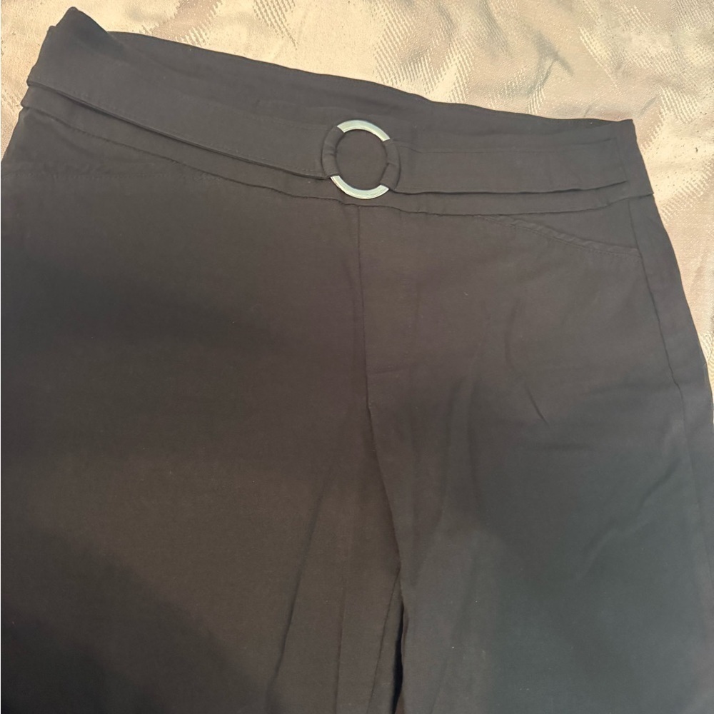 Black Pants with Belt Detail. Stretch Waist. - Picture 9 of 11
